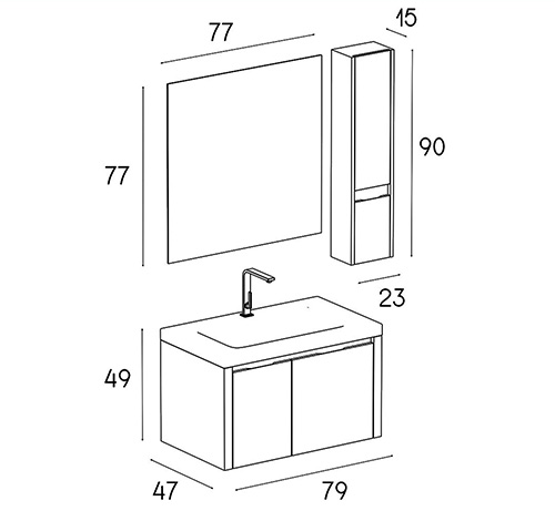 کابینت روشویی پی وی سی مدل D-8007